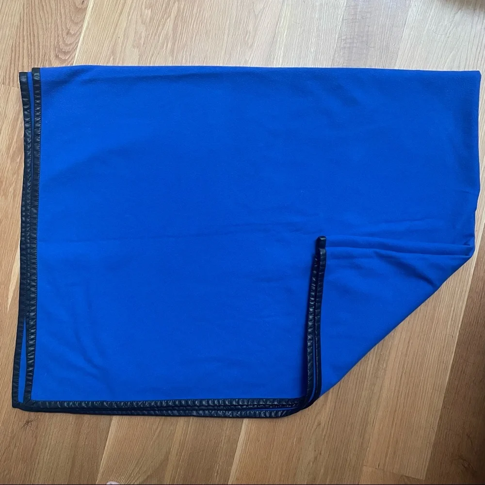Ralph Lauren Home 100% Cashmere Royal Blue Blanket w/ Leather Trim - NWOT